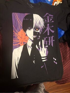 Black Tokyo Ghoul Kaneki Split-Face Graphic Tee - Men